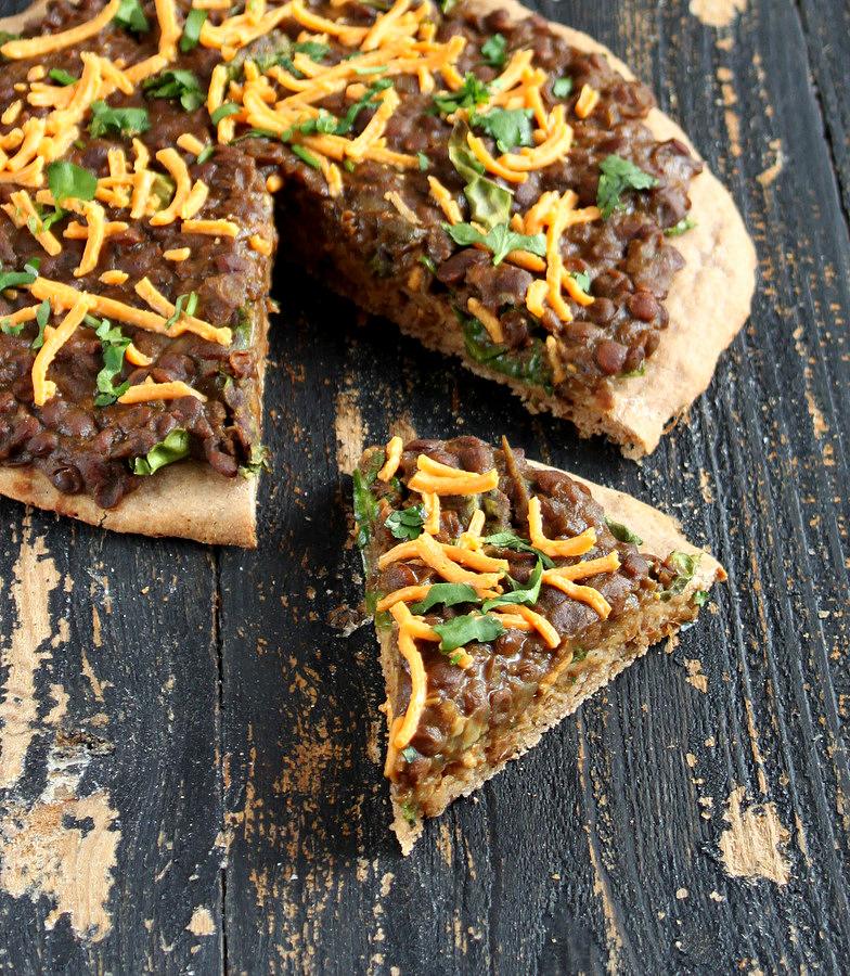 Missir Wot Pizza – Ethiopian Red lentil stew, Kale on Gluten free Teff Pizza Crust. vegan recipe