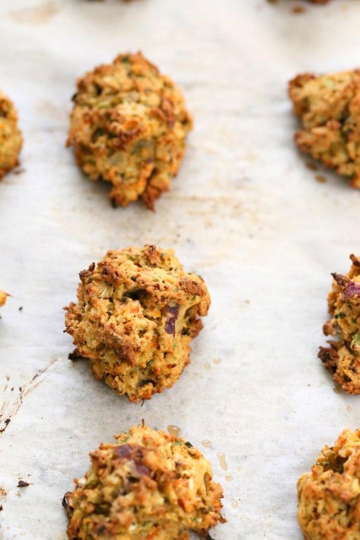 Broccoli, Cauliflower, potatoes, carrots and greens in this Mixed Vegetable Pakora. Baked Veggie Pakore Bhajjiya. Vegan Soyfree Recipe. Easily Glutenfree | VeganRicha.com
