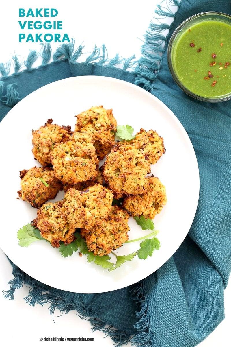 Mixed Vegetable Pakora Baked – Baked Bhajji Fritters – 30 Minutes