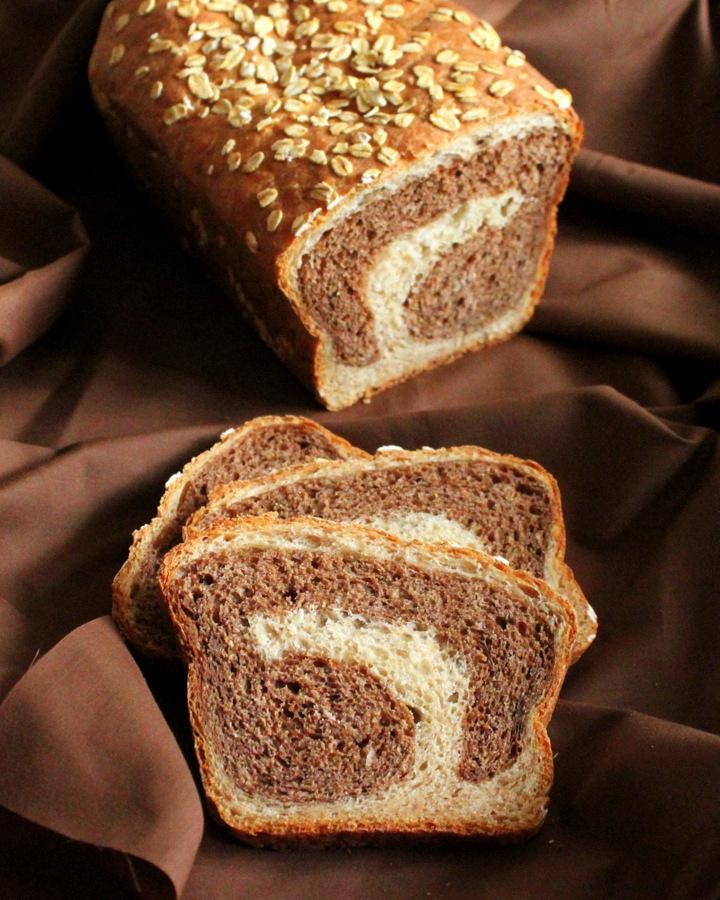 Mocha Chocolate Swirl in Vanilla Wheat Bread. Vegan