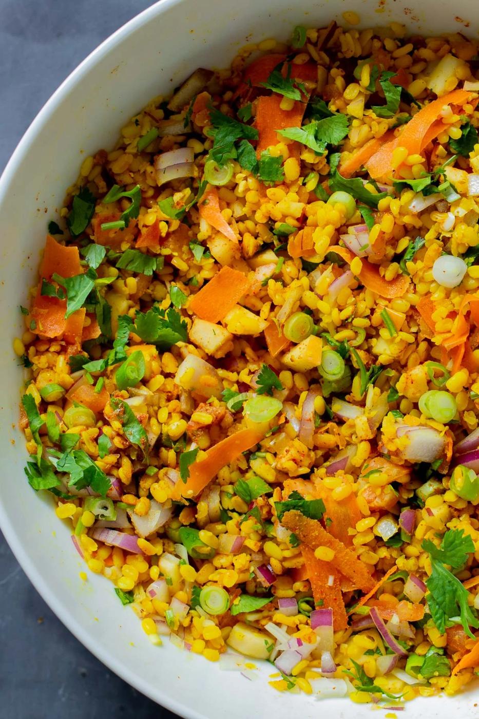 Moong Dal Chaat(Indian Yellow Lentil Salad)