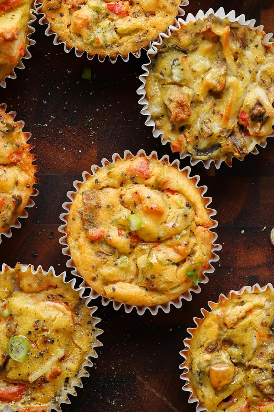 close-up of moong egg muffins on the cutting board
