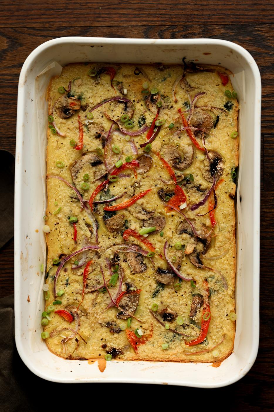 moong dal frittata in the pan after cooking