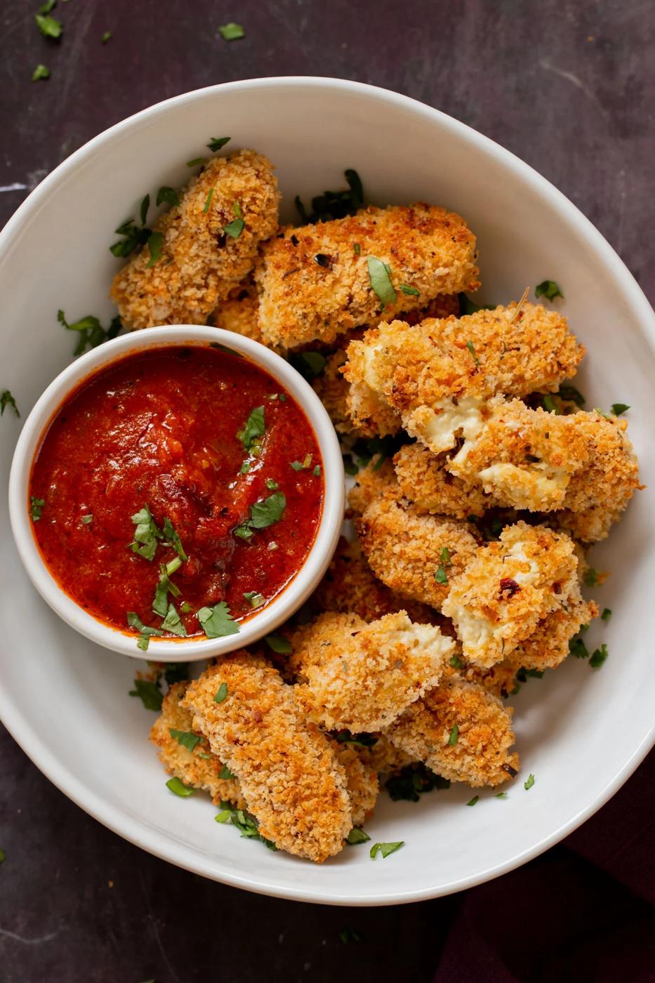 Vegan Mozzarella Sticks with Cashew Mozzarella – Baked or Fried