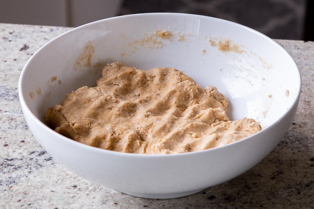 paratha dough in the bowl after rising