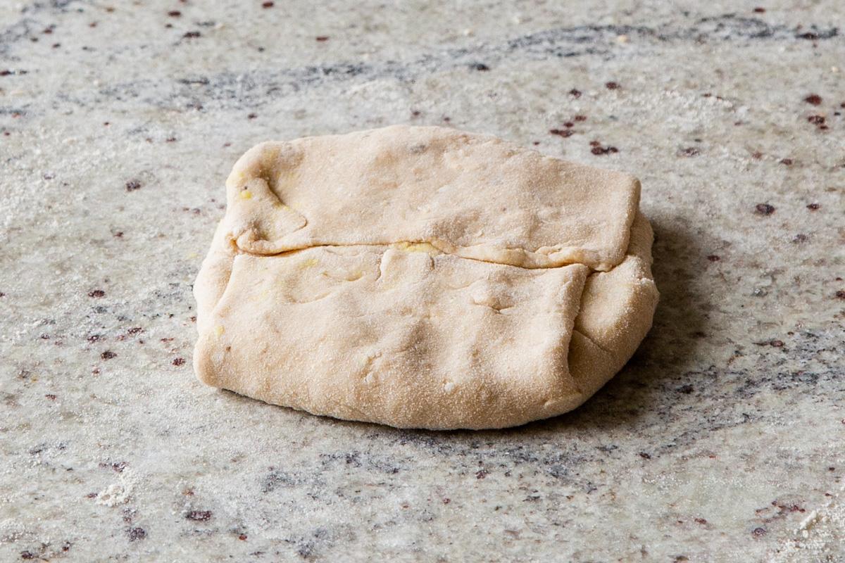 aloo paratha after folding but before rolling out and cooking