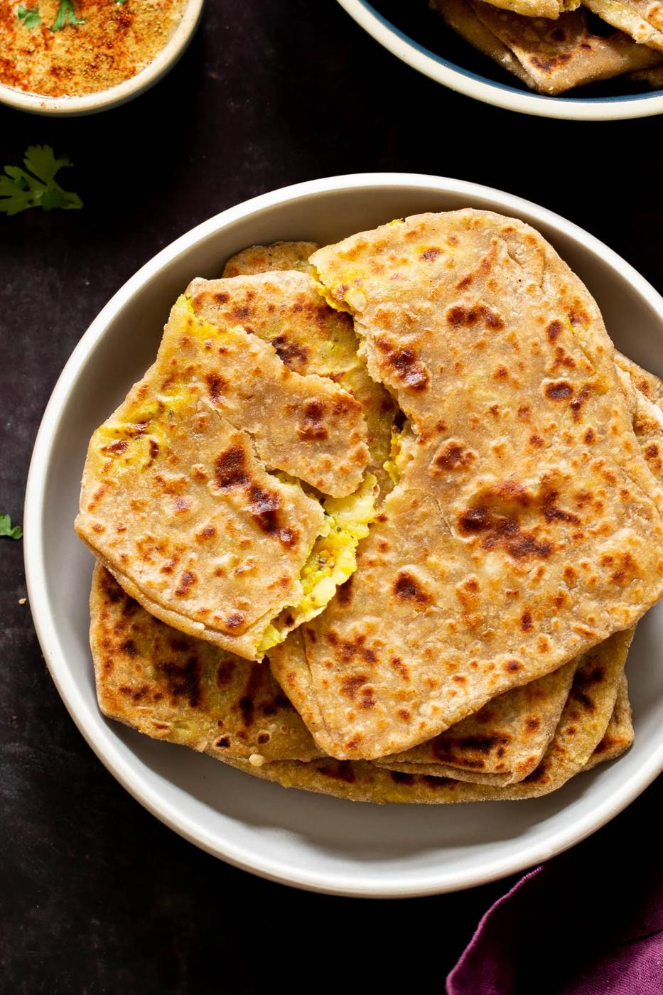 Multigrain Aloo Paratha (Potato Stuffed Indian Flatbread)