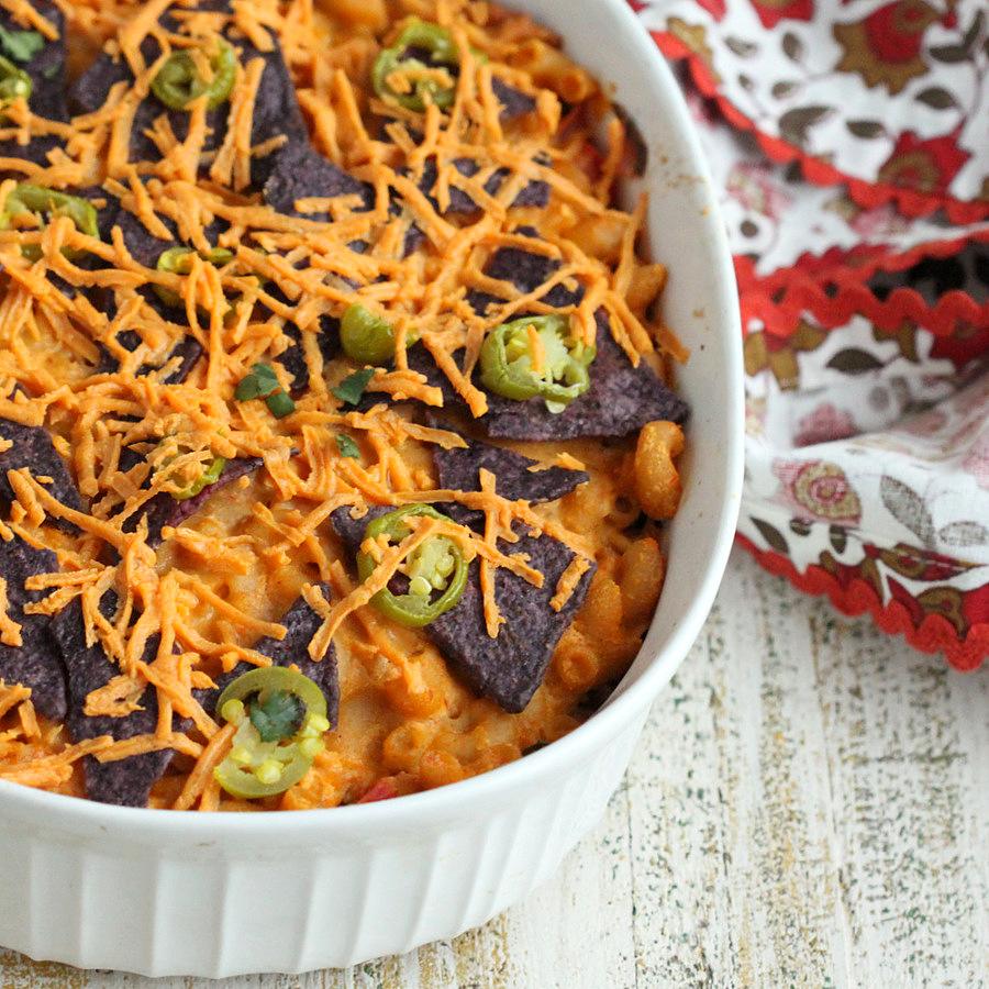 Vegan Nacho Mac and Cheese Casserole
