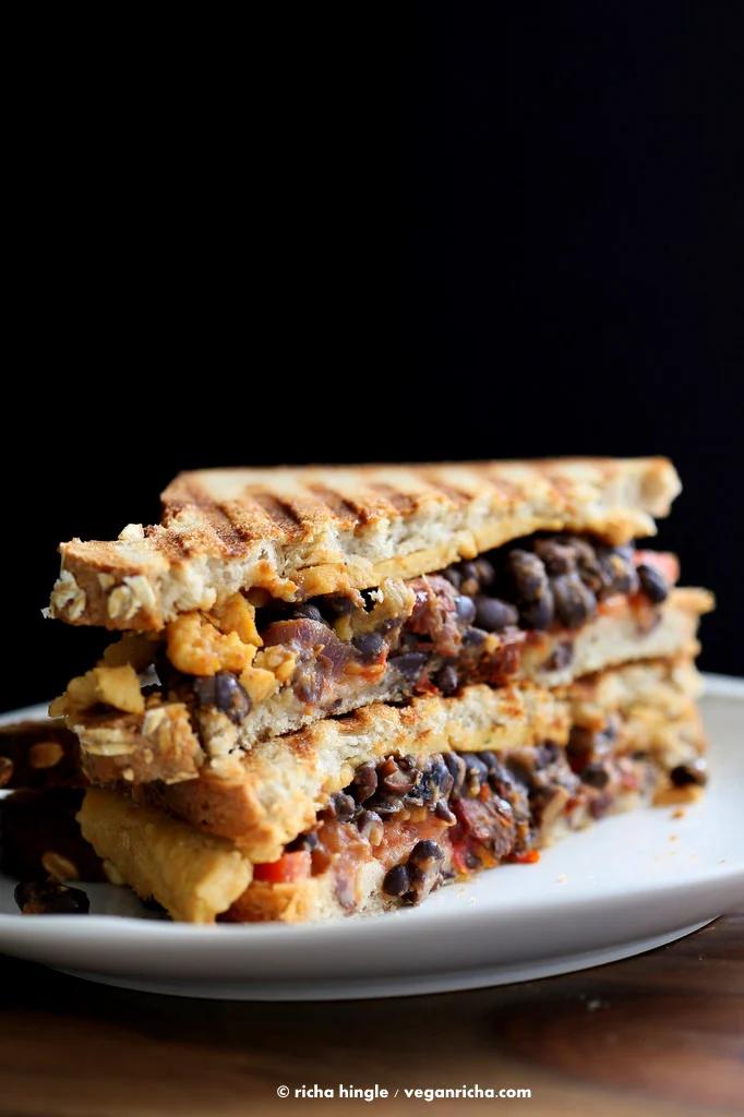 Vegan Black Bean Nacho Cheese Sandwich