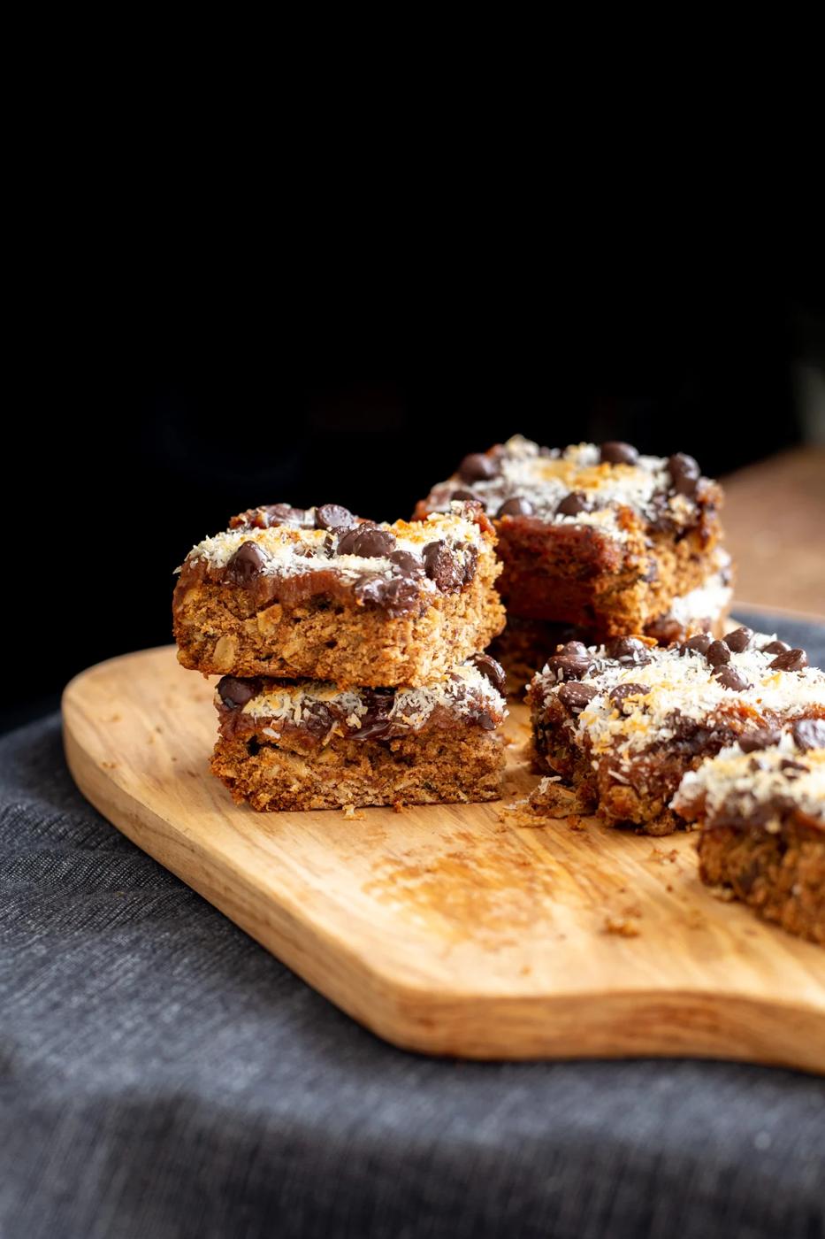 Oatmeal Chocolate Chip Date Caramel Snack Bars
