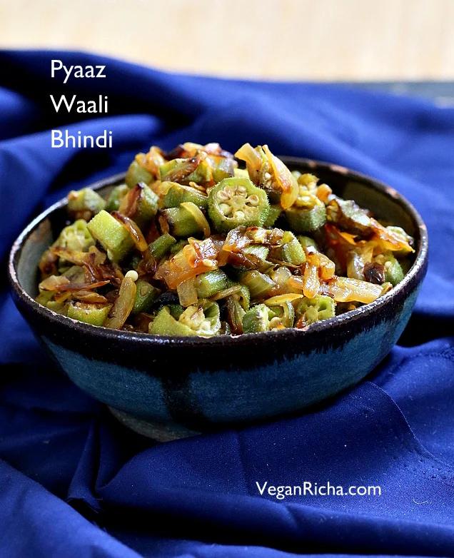 Indian Okra and Onion stir fry. Mom’s Pyaaz Waali Bhindi Subzi. Vegan Glutenfree Recipe
