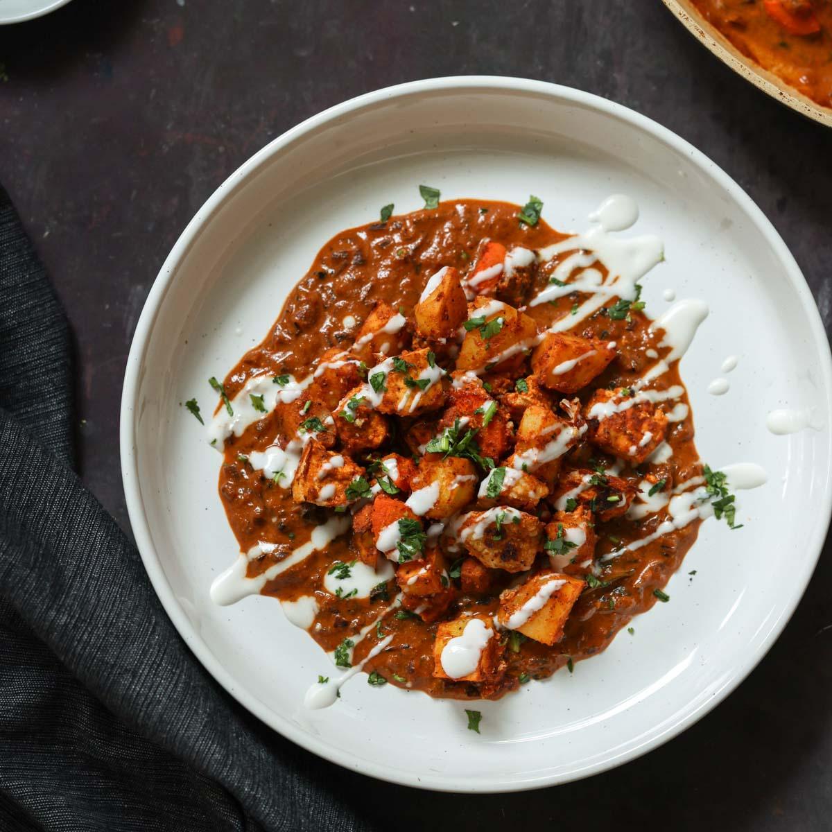 Paneer Ghee Roast – Tofu and vegetables in Spicy Pepper Sauce