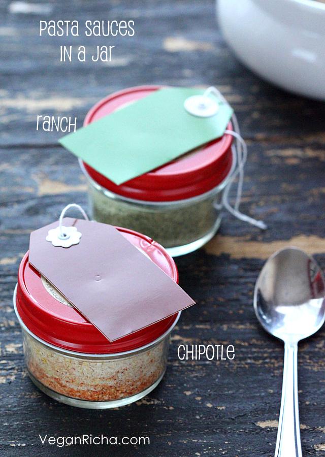 Vegan Pasta Sauces in a Jar. White sauce, Spicy Sriracha, Chipotle, Ranch, Mac and Cheese
