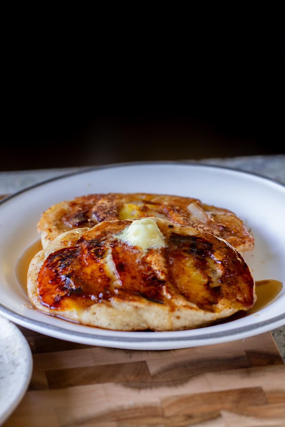 Peach Upside-Down Pancakes (nut-free, soy-free with gluten-free option)