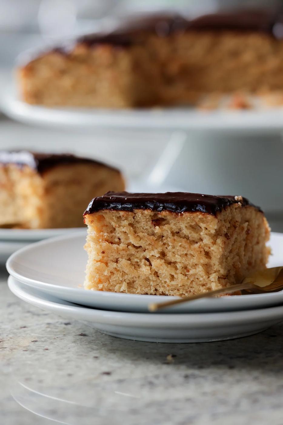 Vegan Peanut Butter Cake with Chocolate Peanut Butter Glaze