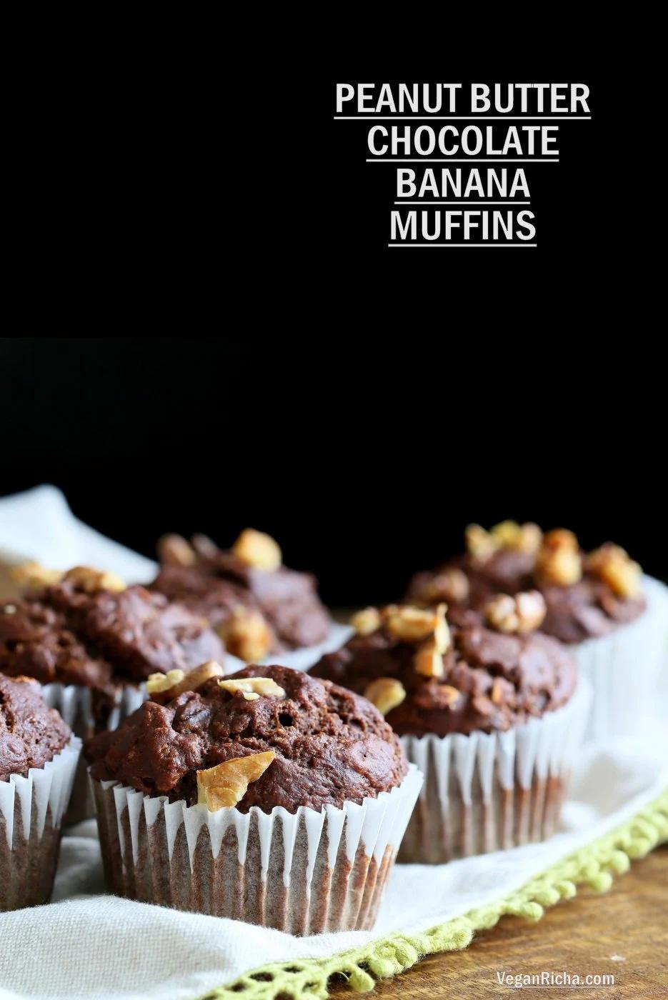 Peanut Butter Chocolate Banana Muffins – 1 Bowl / Blender