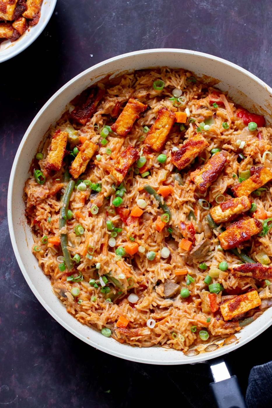 Peanut Gochujang Rice (1 skillet!) peanut-free and nut-free options