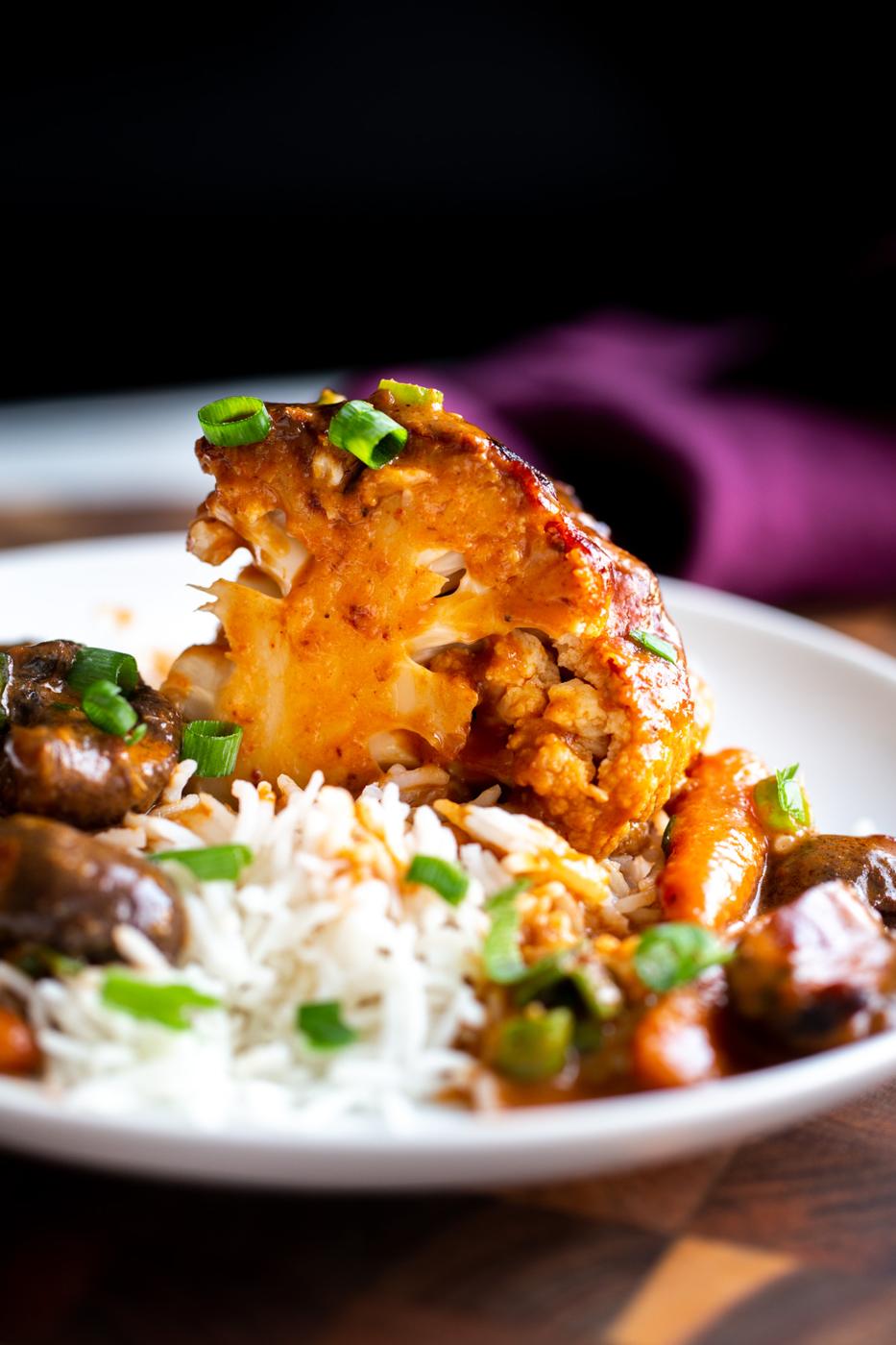 Miso Peanut Butter Whole Roasted Cauliflower