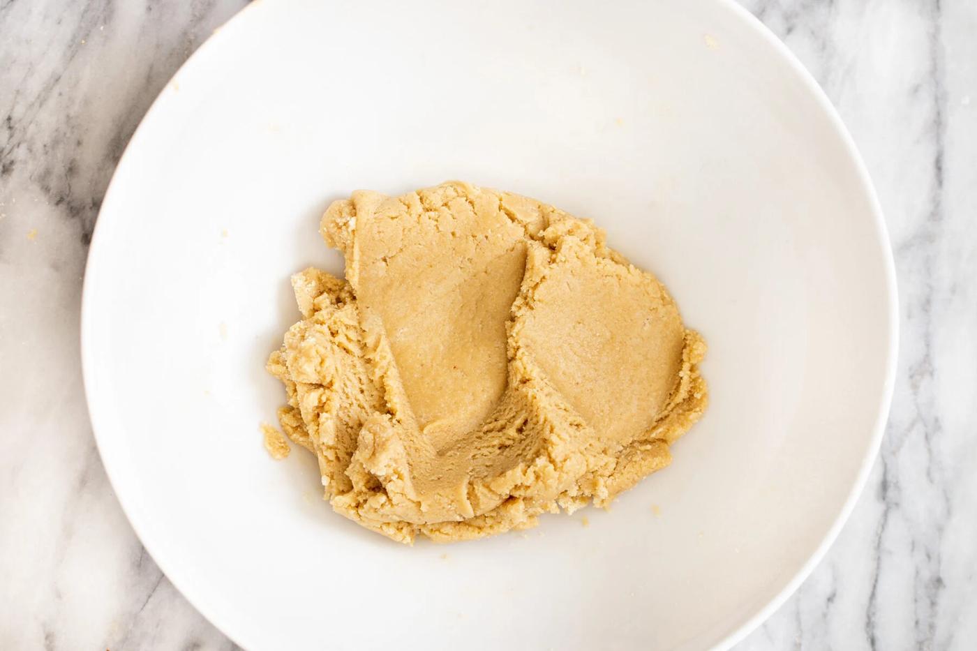 vegan shortcrust pastry in a white bowl