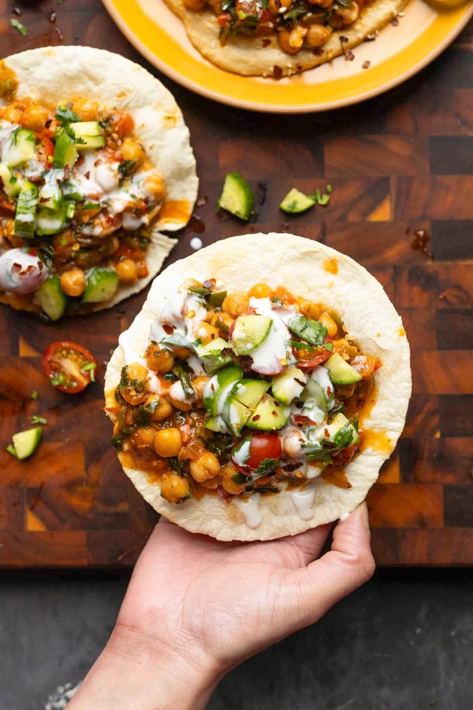 peri-peri chickpeas in a wrap
