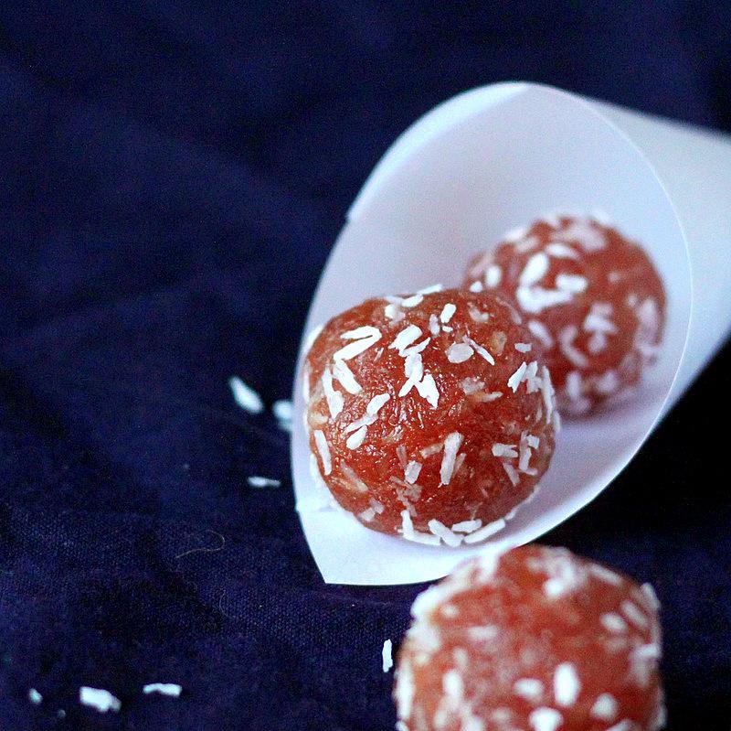 Pink Coconut Balls with Beet and Orange. Vegan glutenfree