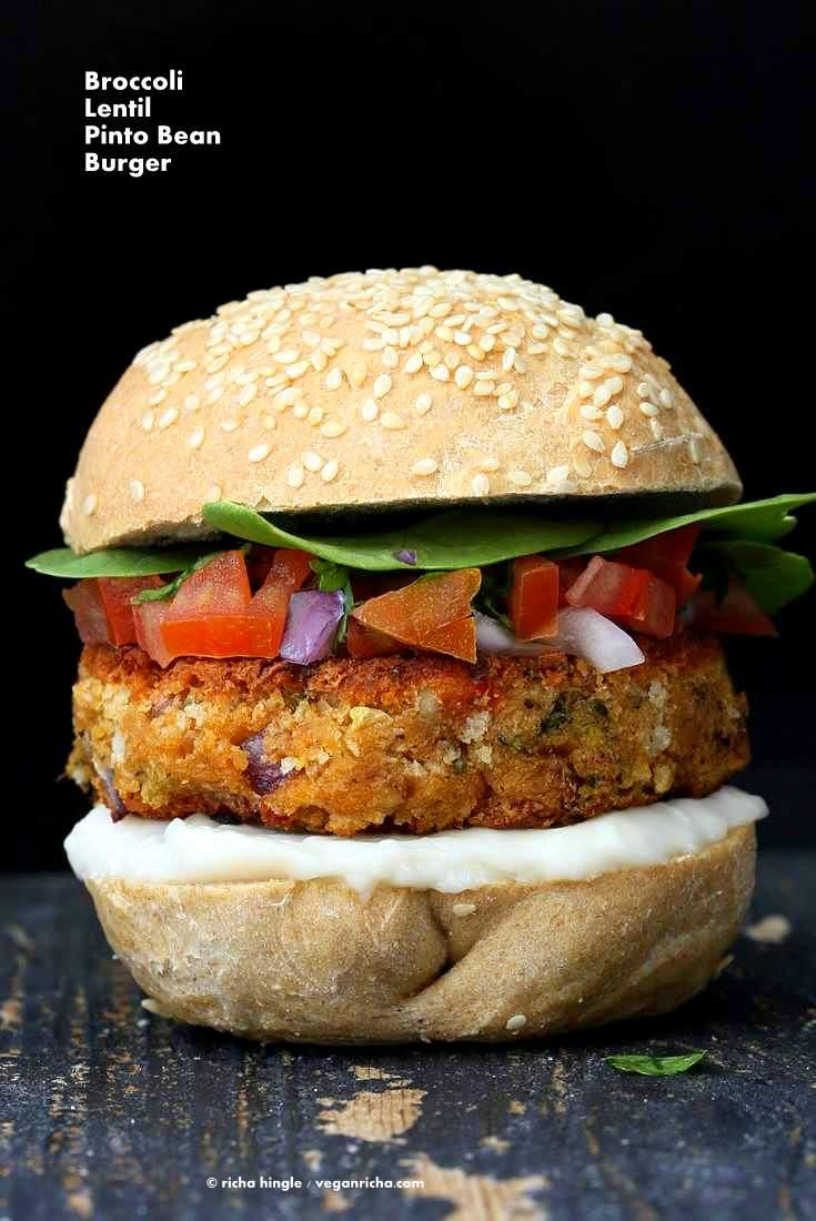 Pinto Bean Broccoli Lentil Burgers | Pitzn