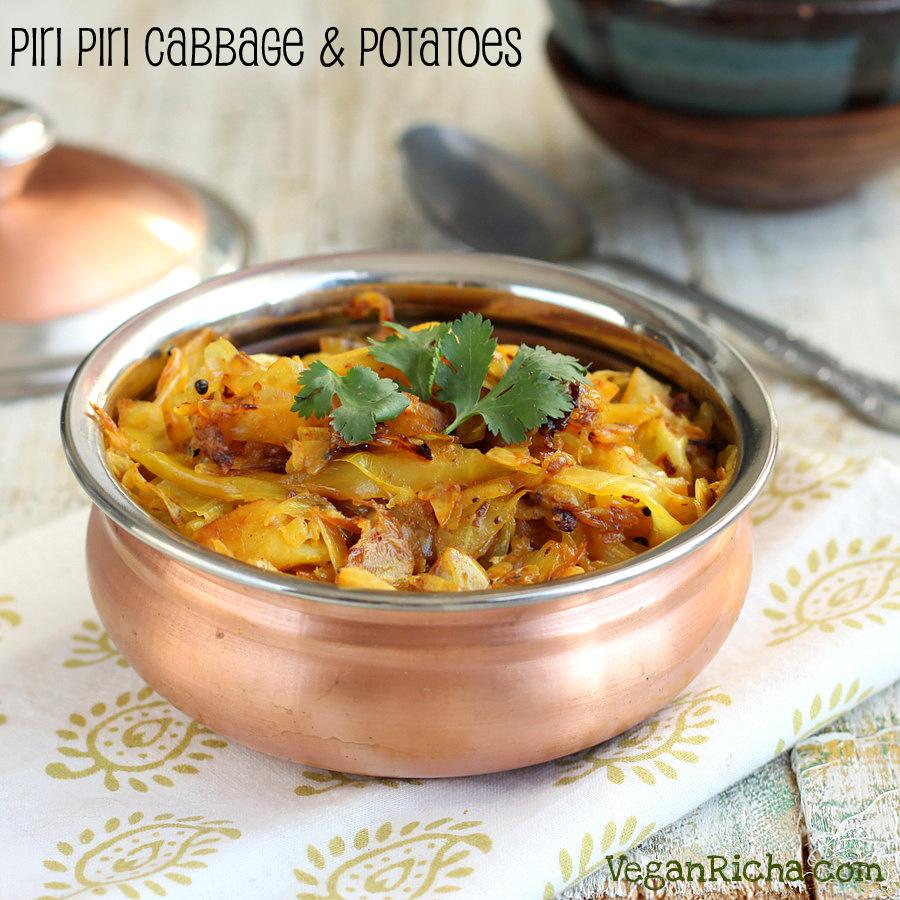 Piri Piri Spicy Cabbage and Potatoes. Patta-Gobi Aloo. Vegan Glutenfree Recipe