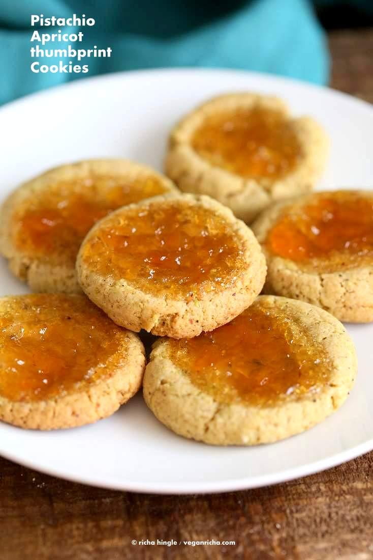 Pistachio Apricot Thumbprint Cookies