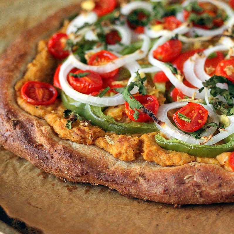 Pizza Round up. Chana Masala hummus Pizza, Quinoa crust and more. vegan