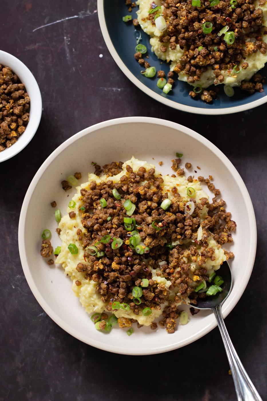 2 bowls lentil mashed potatoes