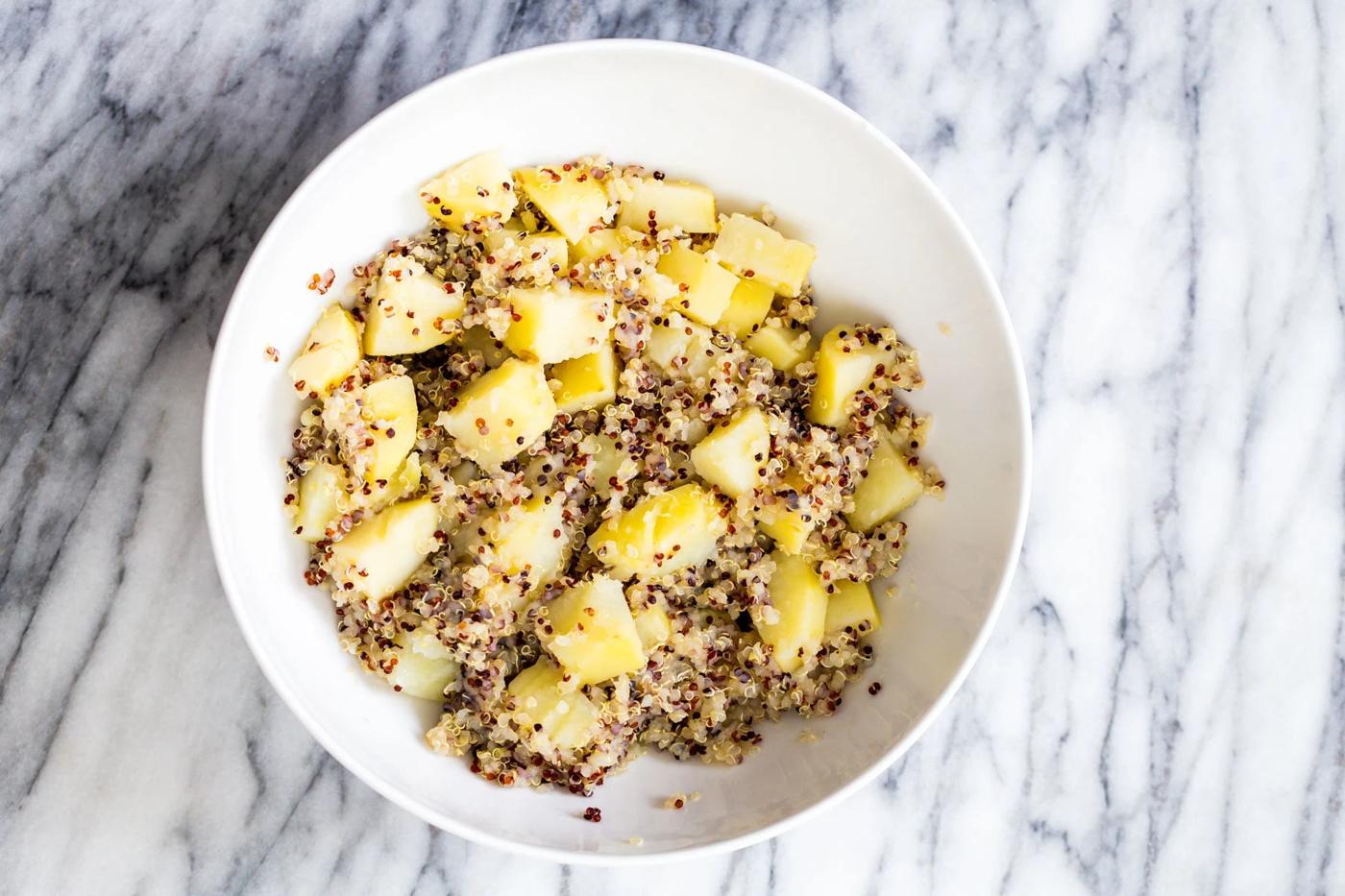 cooked potatoes and quinoa in a small bowl