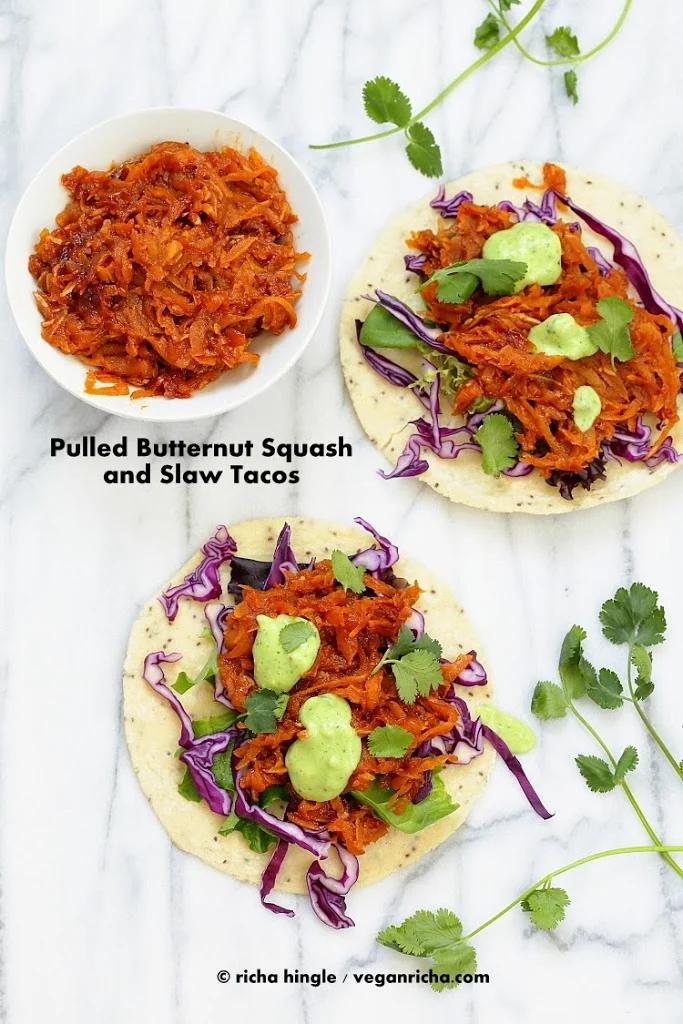 Pulled Butternut Squash Tacos. Vegan Glutenfree Recipe