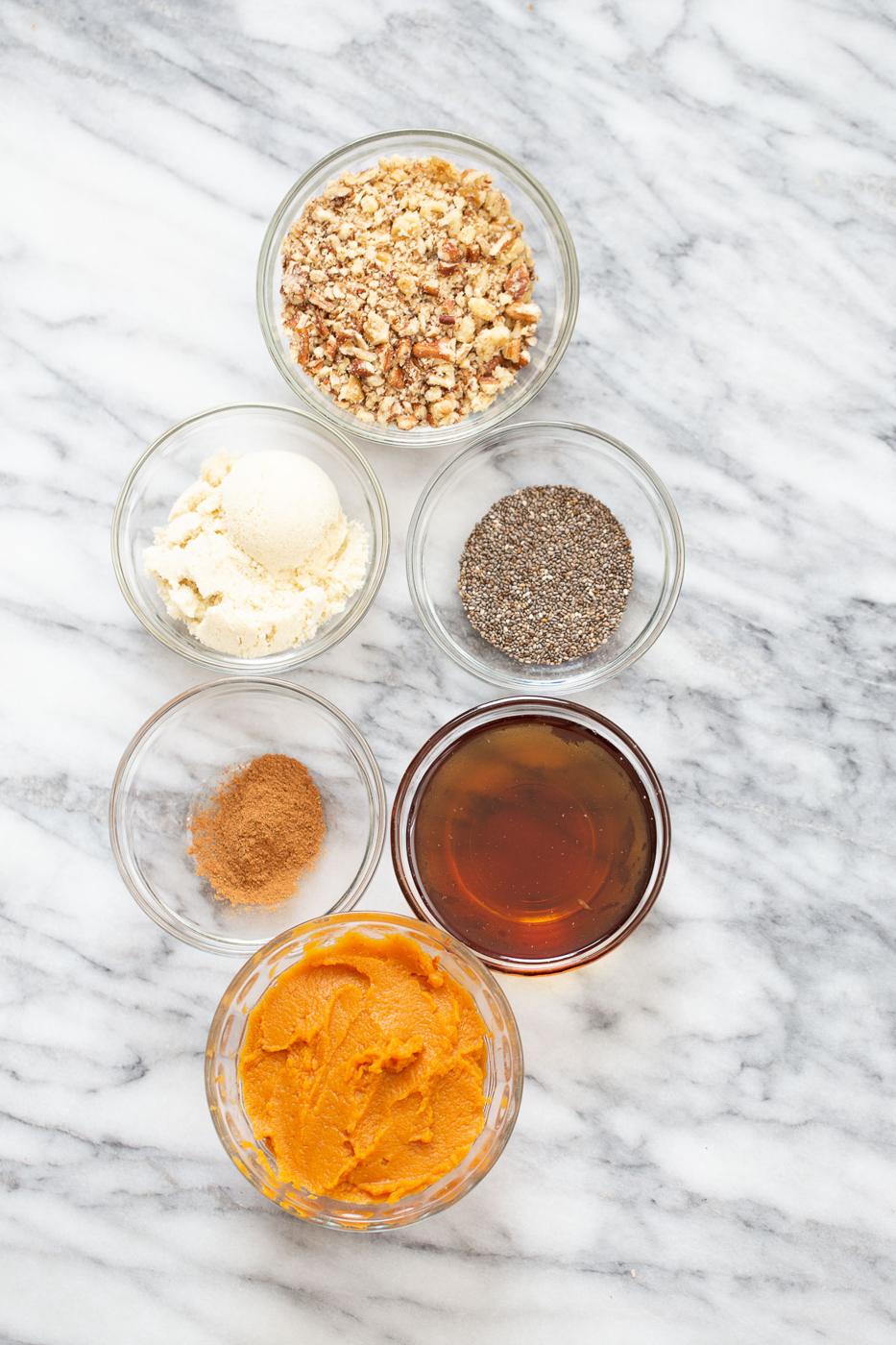 ingredients needed for making vegan pumpkin snack bites