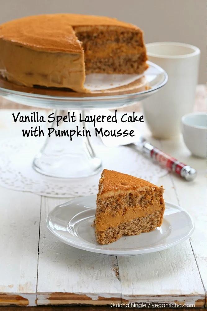 Vegan Pumpkin Mousse Cake with Vanilla Spelt Sponge
