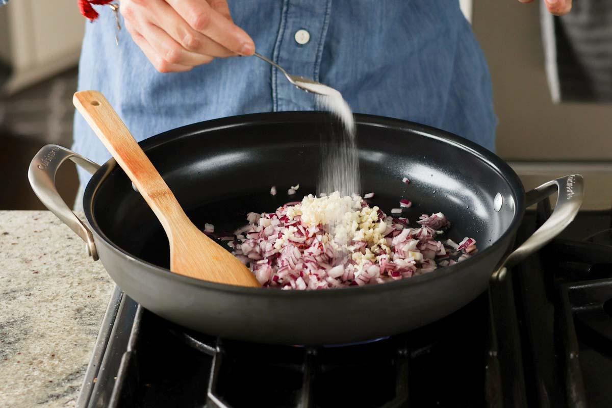 sautéing the aromatics