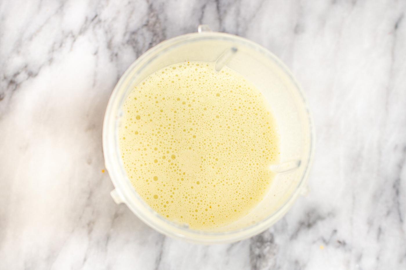 vegan homemade nut milk in a blender