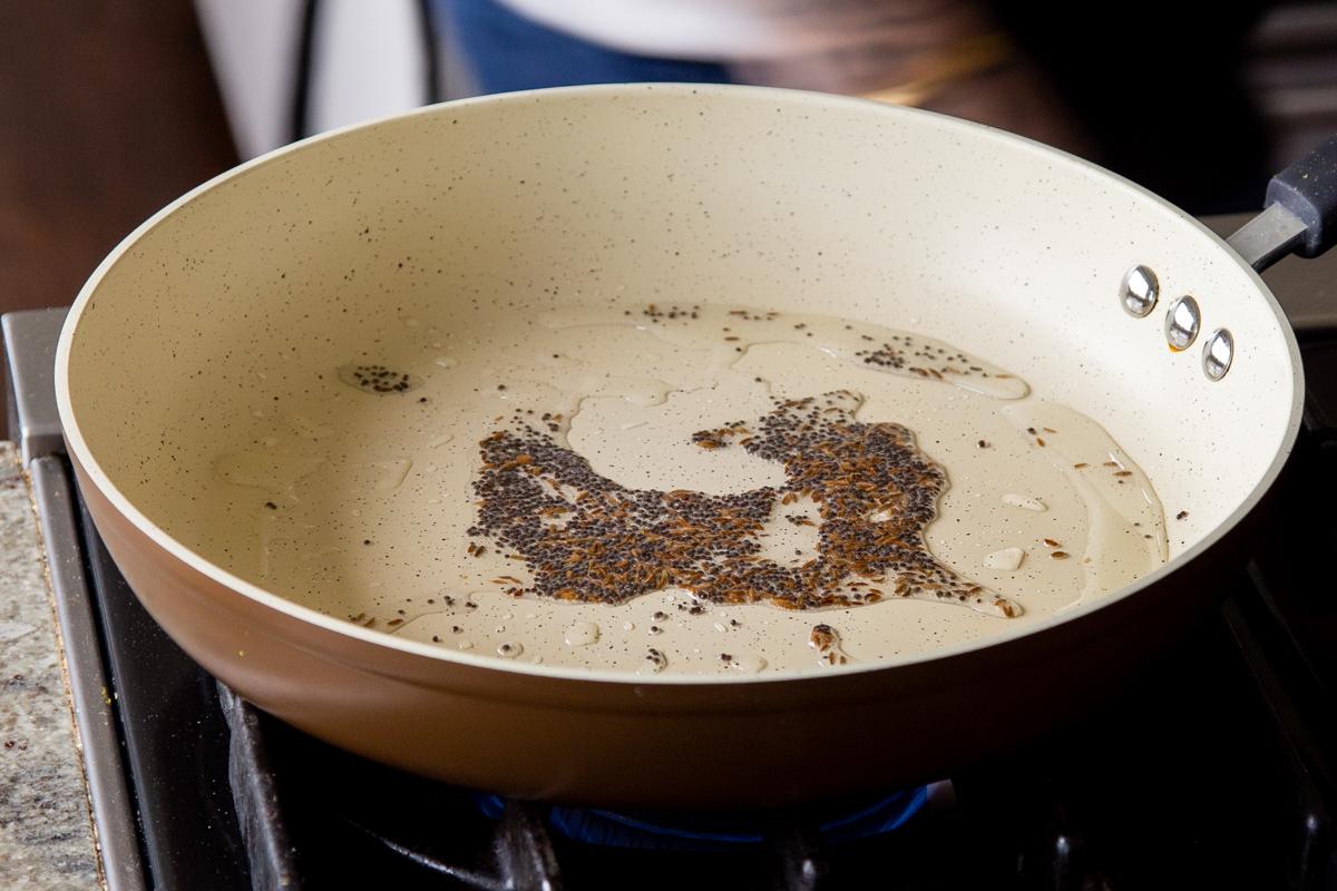 whole spices in the pan, after toasting
