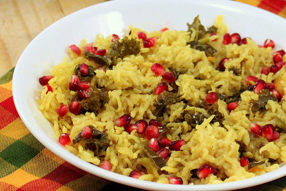 Vegan Rice Kale Pilaf – Rice Pulao/Pilaf with Kale, Cashews, Vegetables. Vegan, Glutenfree