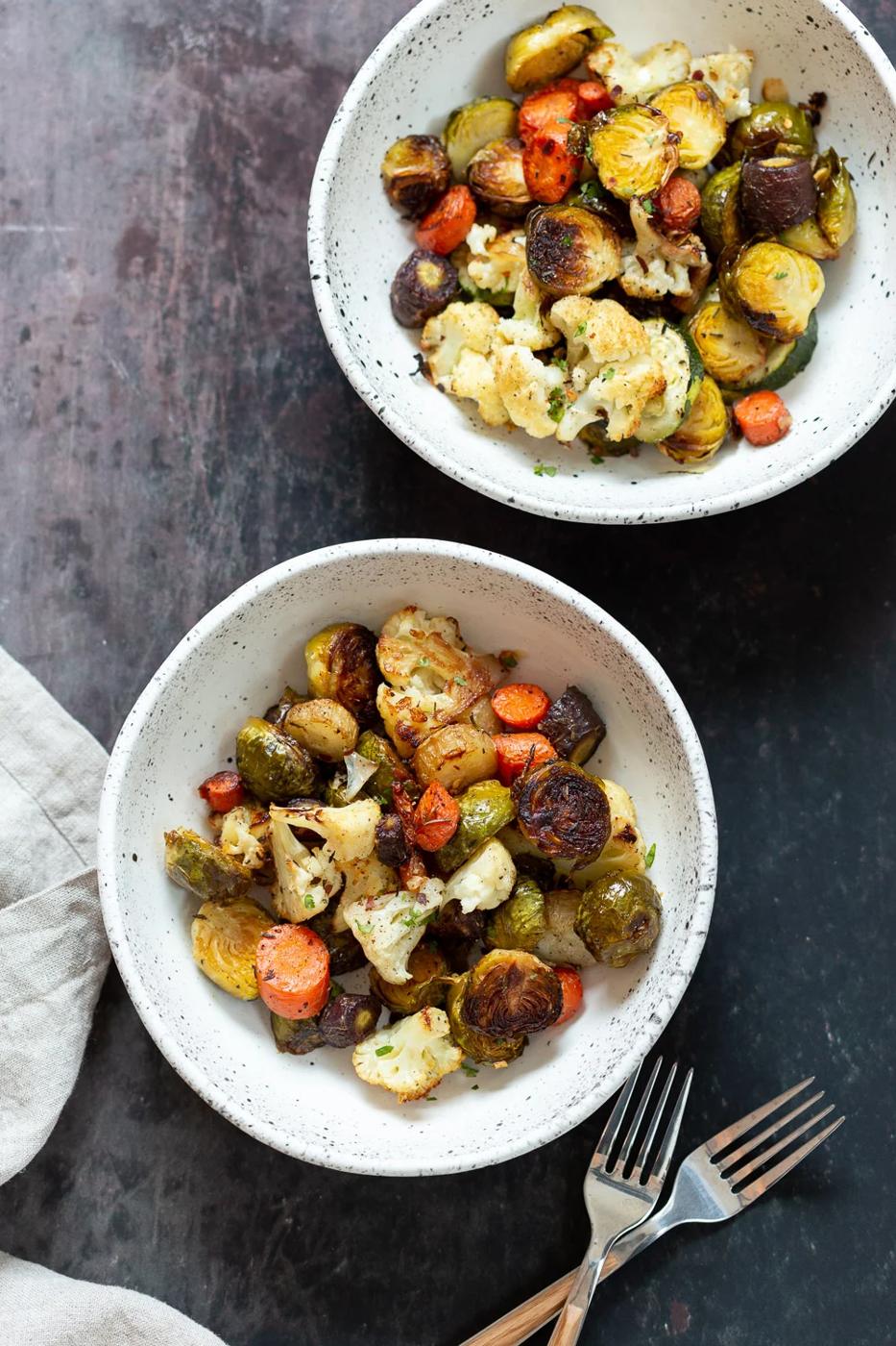 Roasted Brussels Sprouts and Cauliflower + Tips for Roasting Veggies