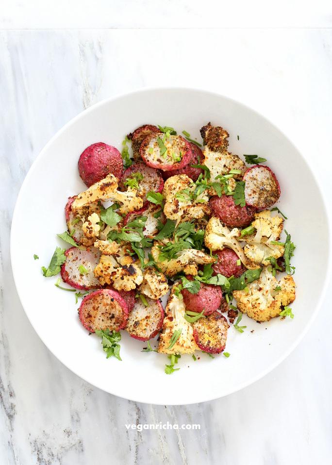 Roasted Cauliflower and Radishes with Indian Spices | Pitzn