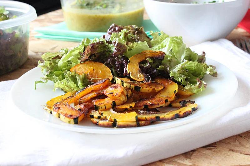 Roasted Delicata squash with Rosemary and olive oil. Vegan, glutenfree