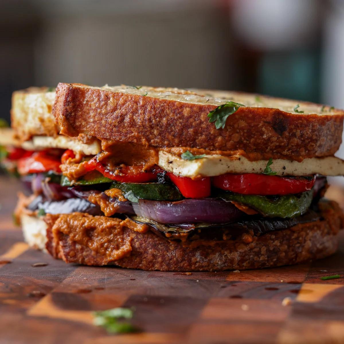 Grilled Veggie Sandwich with Sun-Dried Tomato Basil Spread