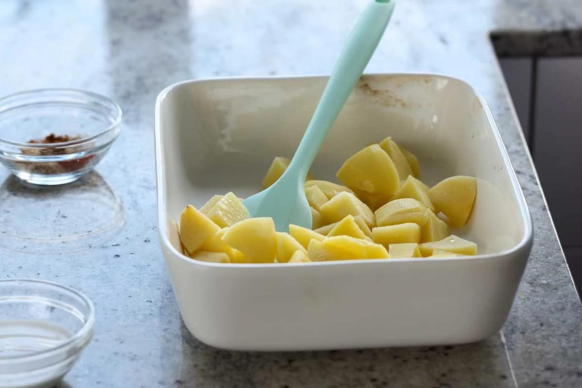 potatoes in the baking dish