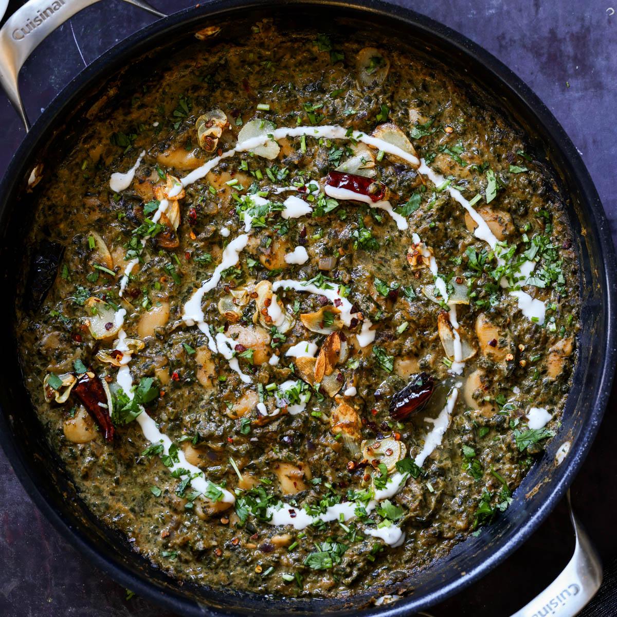 Saag Butter Beans (Beans in North Indian Spinach curry)