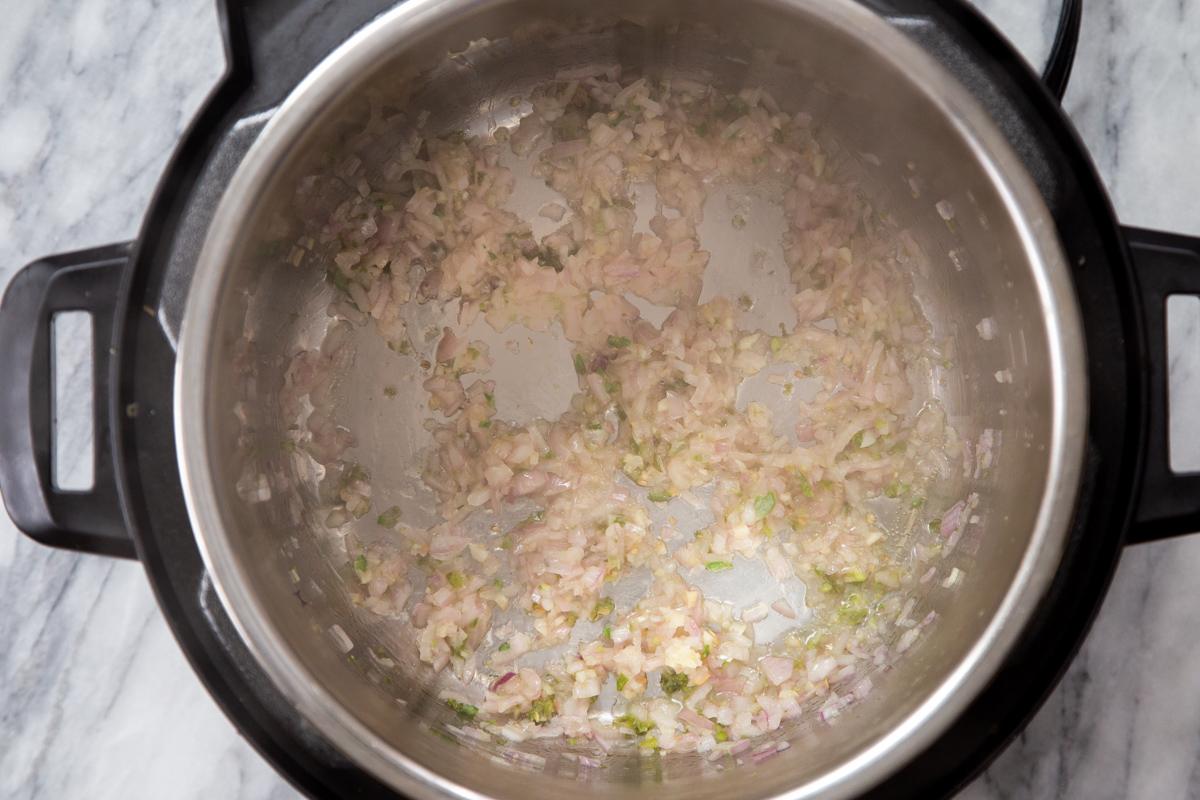 sauteed garlic and onions in an Instant pot