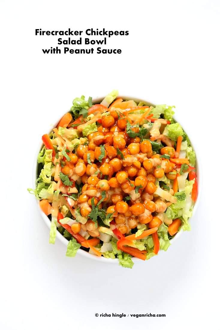 Crunchy Salad with Firecracker Chickpeas and Peanut sauce