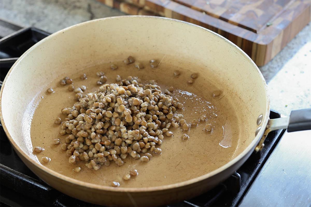 lentils in the pan before cooking