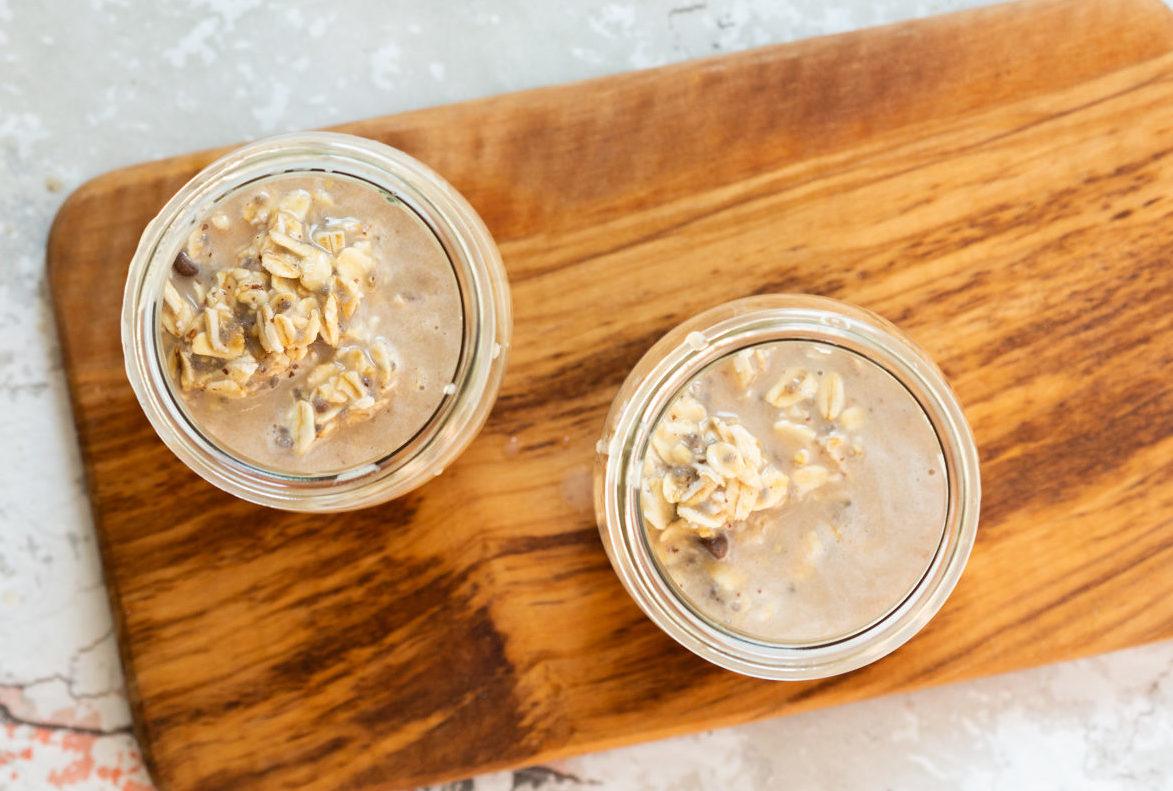 Ingredients for our Samoa Cookie Overnight Oats in Jars