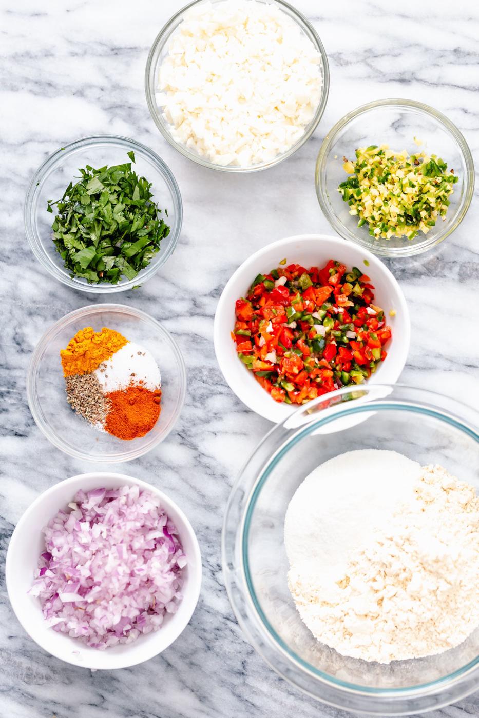 ingredients needed for making chickpea flour waffles