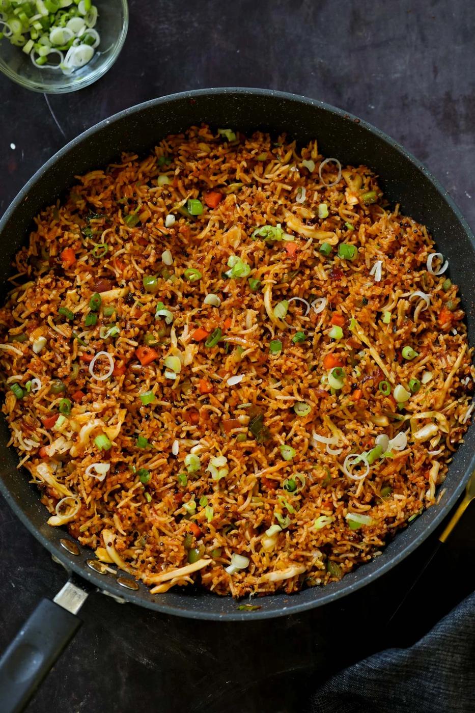 Easy Schezwan Fried Rice (30 minutes, one-pan meal)
